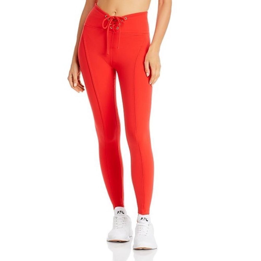 F21 Red Lace-up Leggings